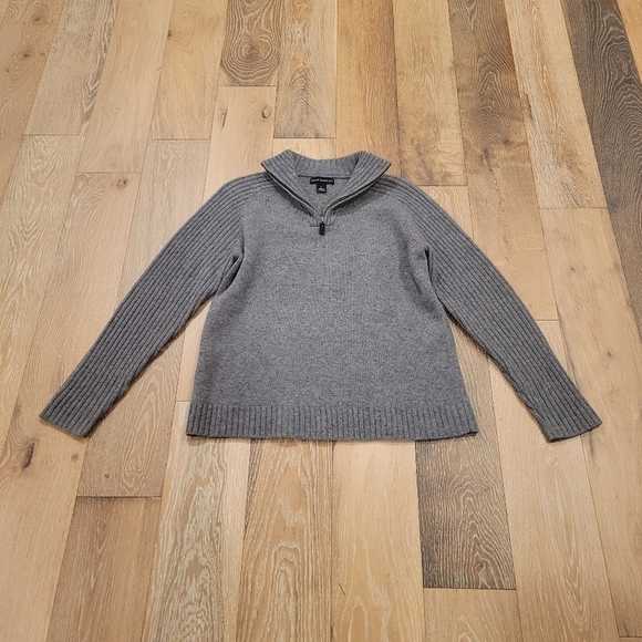 Newton Trading Company Men's grey quarter zip 100% Lambswool sweater size L - Picture 2 of 8